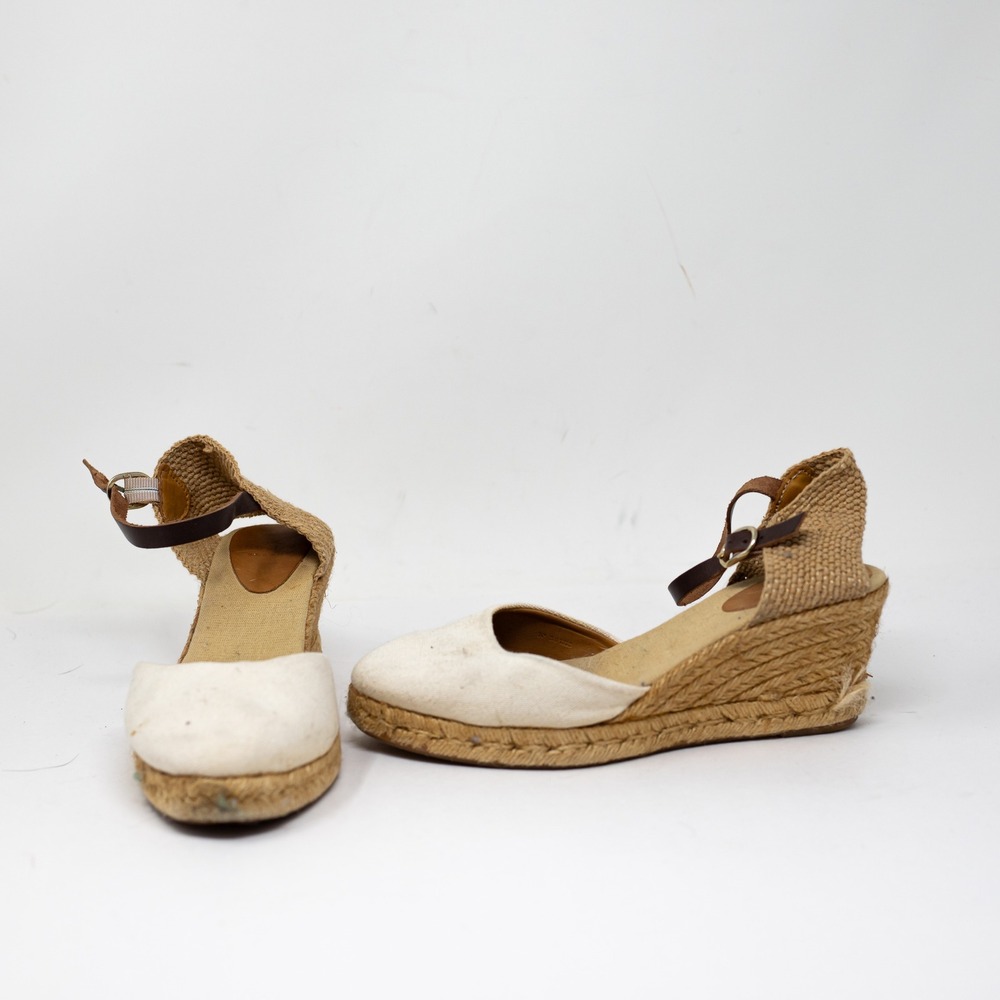 Sezane Melanie Cotton Espadrille Jute Woven Ankle Strap Wedge High Heels Shoes 7